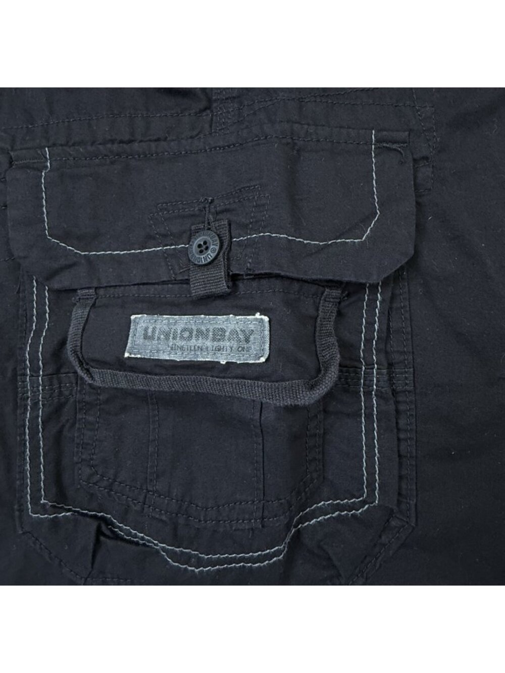 Unionbay Cargo Shorts Mens size 38 Relaxed Stretch Bermuda Pockets Black - Picture 8 of 9